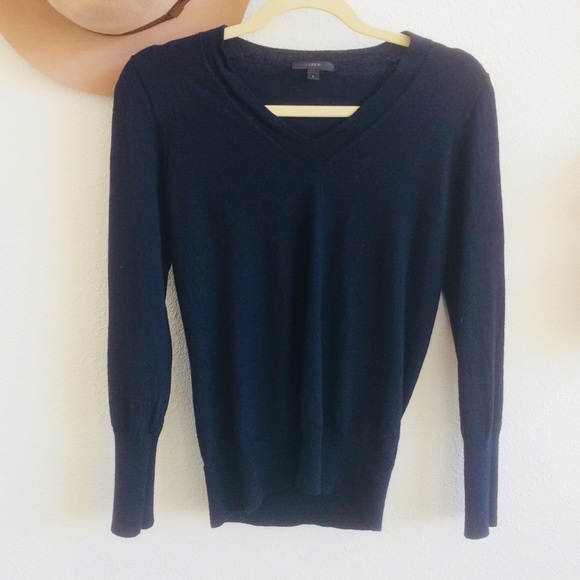 J. Crew Merino 100% Merino Navy Blue Sweater - Picture 1 of 4